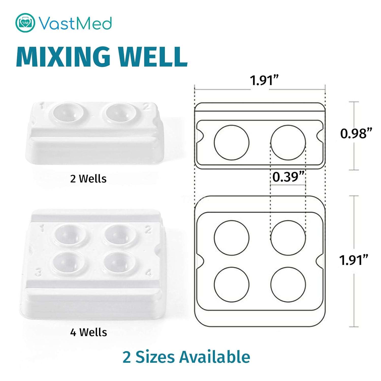 Disposable Dental Mixing Wells by Vastmed | 2 Wells Mini Mixing White Trays | Compact, Sanitary, Single-Use Dental Mixing Well Trays for Clinics & Labs - Image 8