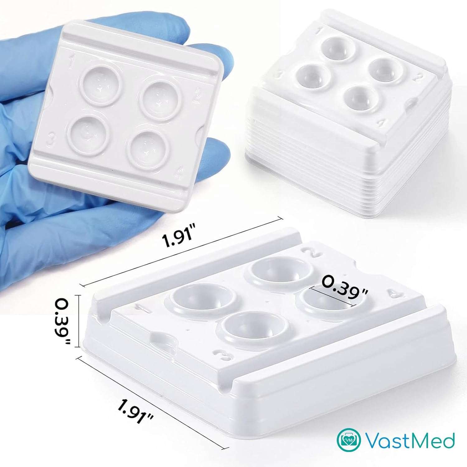 Disposable Dental Mixing Wells by Vastmed | 2 Wells Mini Mixing White Trays | Compact, Sanitary, Single-Use Dental Mixing Well Trays for Clinics & Labs - Image 7