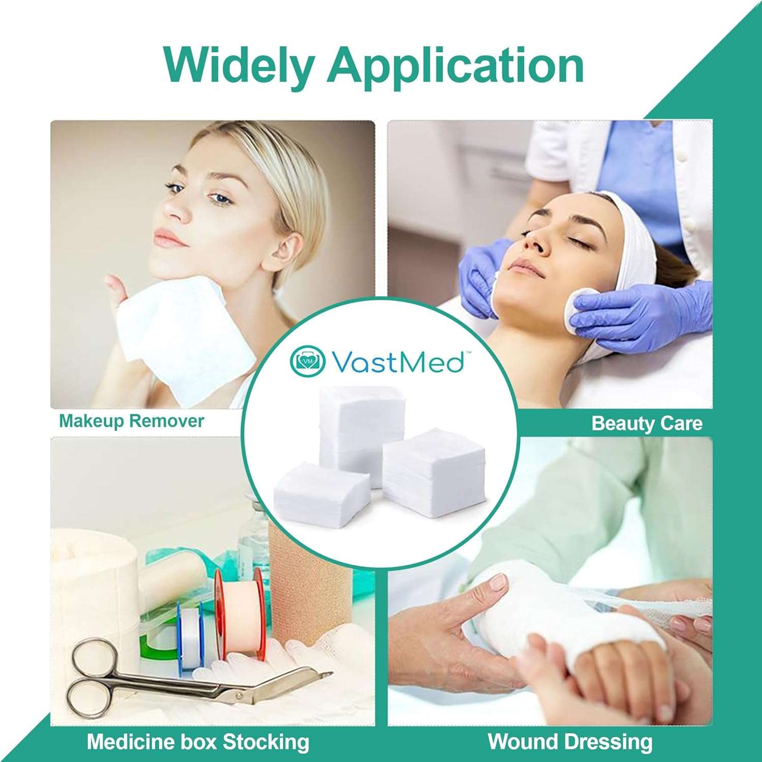 Capra Cotton Gauze Pads by VASTMED | Disposable and Individually Wrapped Medical Gauze Pads | Sterile Medical Wound Dressing Sponges for Cleaning - Image 2