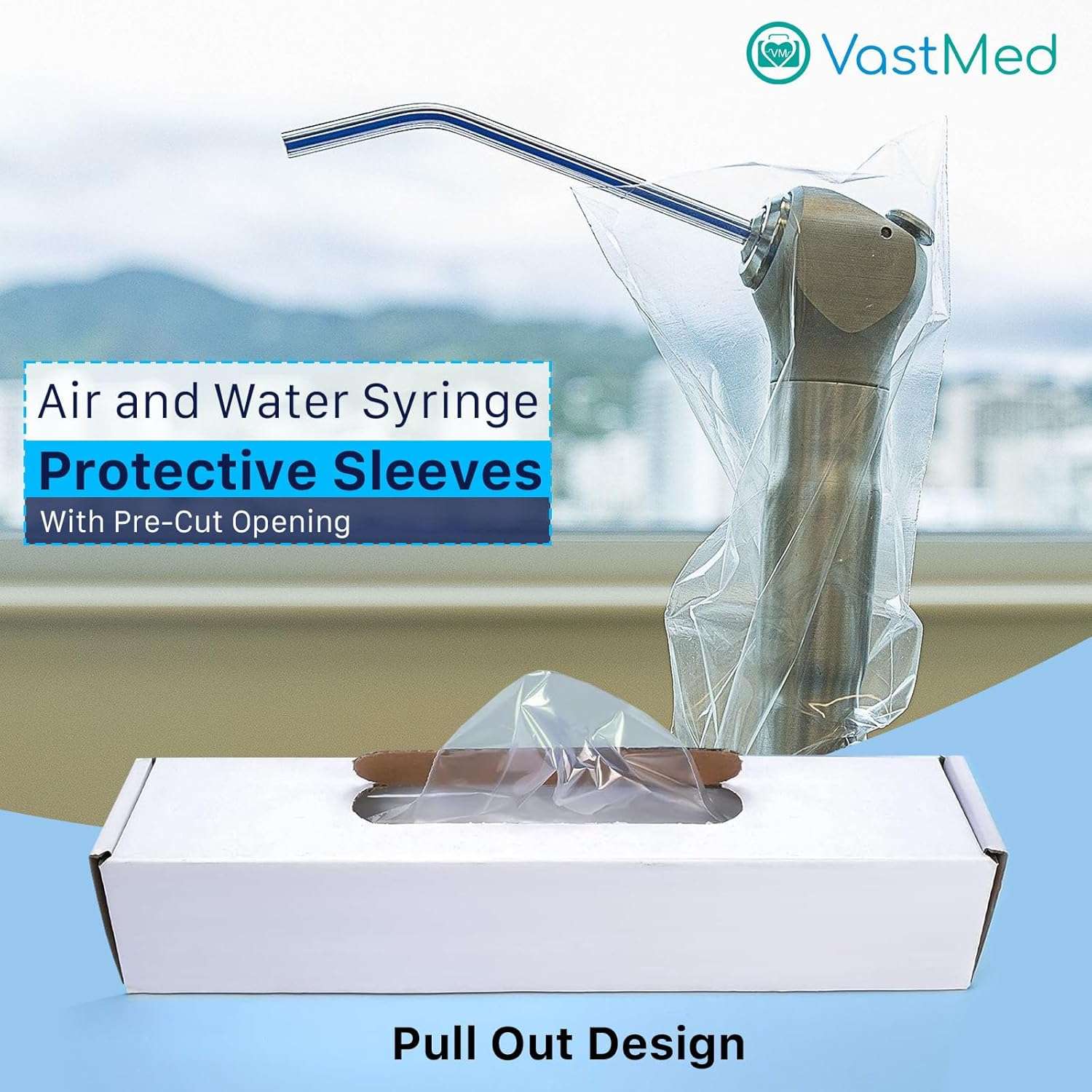 Dental 2.5"x10" Air Water Syringe Sleeves with Precut Opening by Vastmed | Disposable Clear Plastic Protective Barrier - Image 2