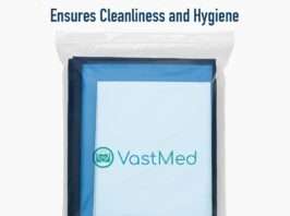 Medical Disposable Bedding Set by VASTMED | Fluid-Resistant, Soft Non-Woven Fabric for Hospitals, Clinics, Massage Tables | Fitted Sheet, Flat Sheet & Pillow Case | Blue & White
