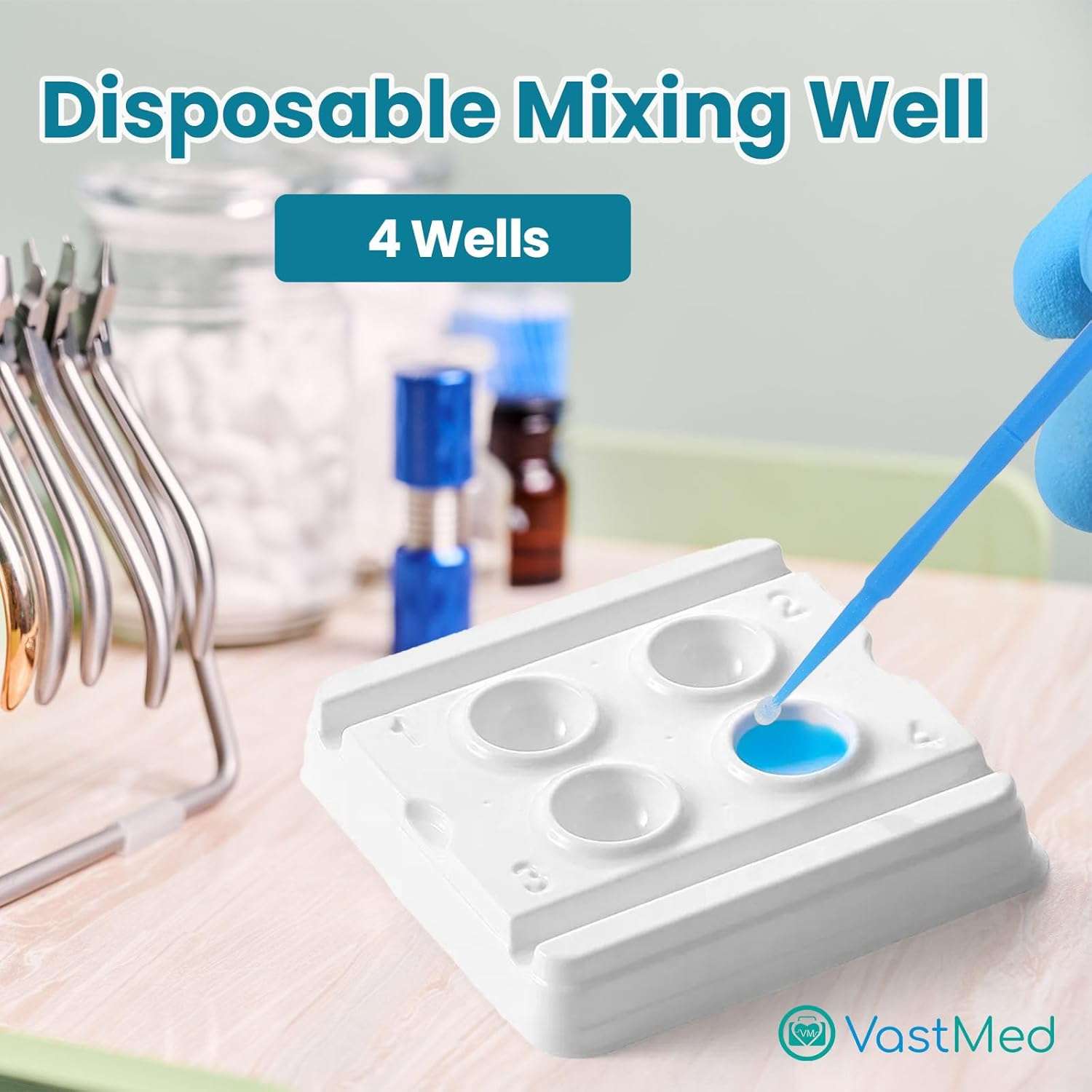 Disposable Dental Mixing Wells by Vastmed | 2 Wells Mini Mixing White Trays | Compact, Sanitary, Single-Use Dental Mixing Well Trays for Clinics & Labs - Image 2