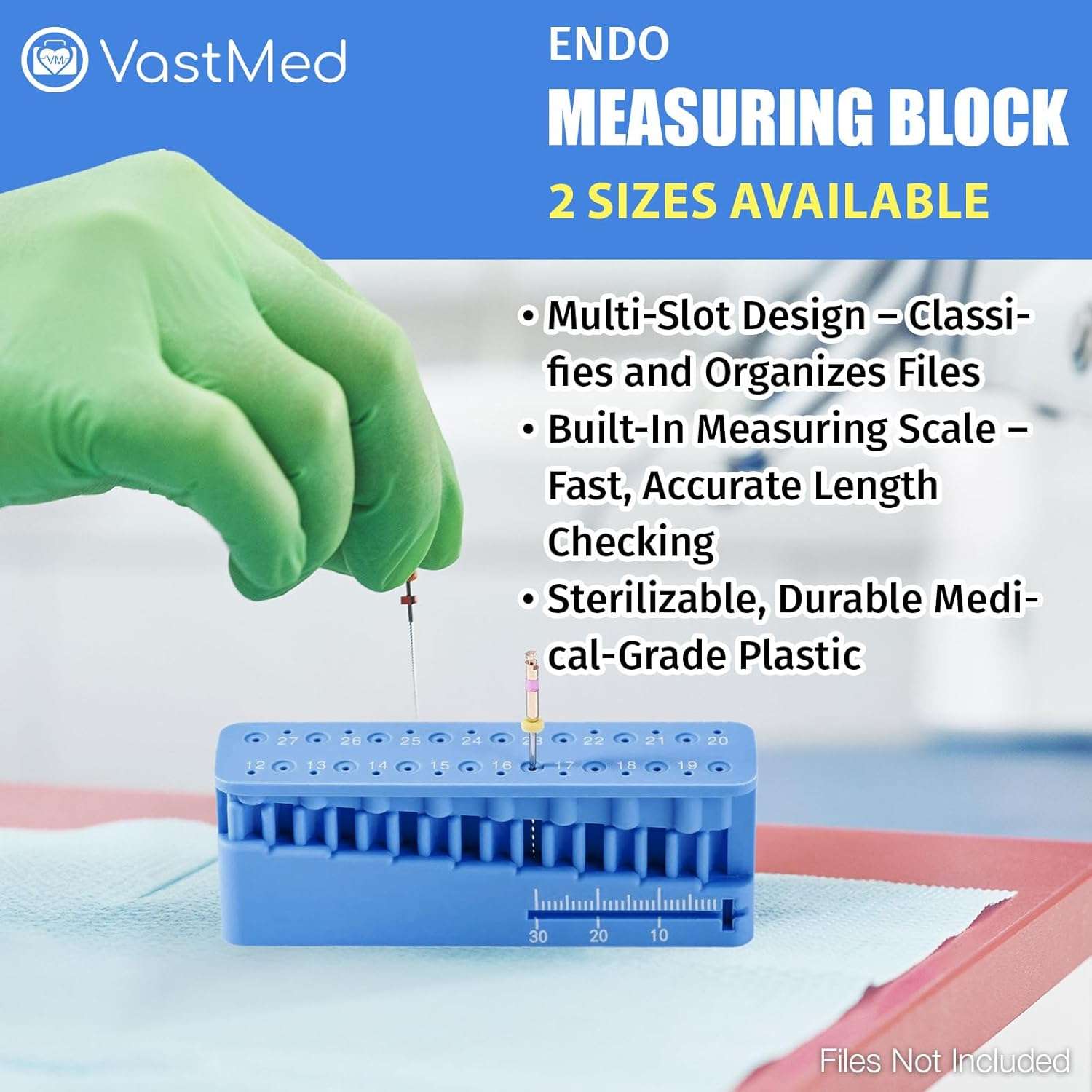 1 PC Dental Endodontic Measuring Block Tool by Vastmed | Autoclavable File Holder, Endo Ruler File Measuring Board for Root Canal Treatment - Image 2