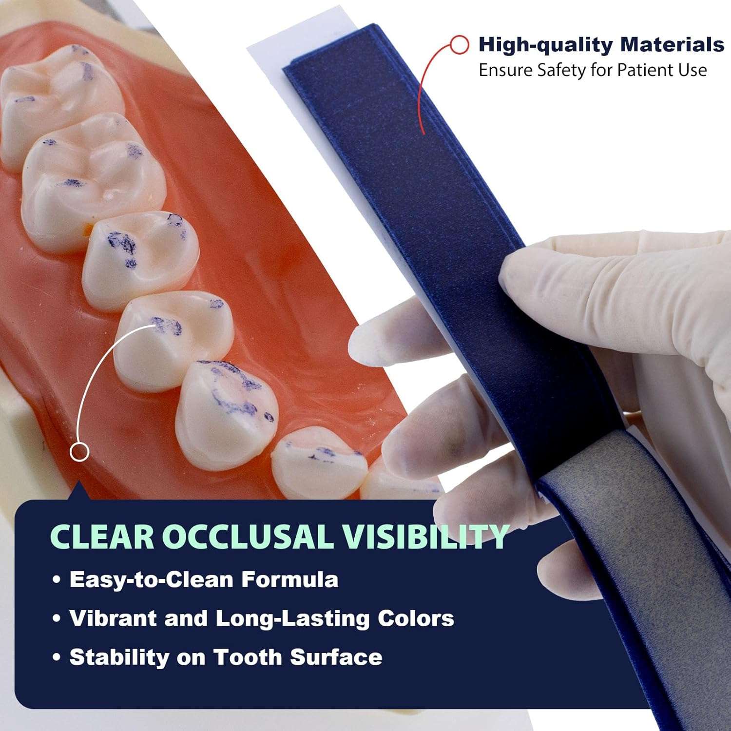 Dental Articulating Papers by Vastmed | Straight Shape Micron Bite Articulating Paper Doubled Side for Occlusal Adjustment - Image 6