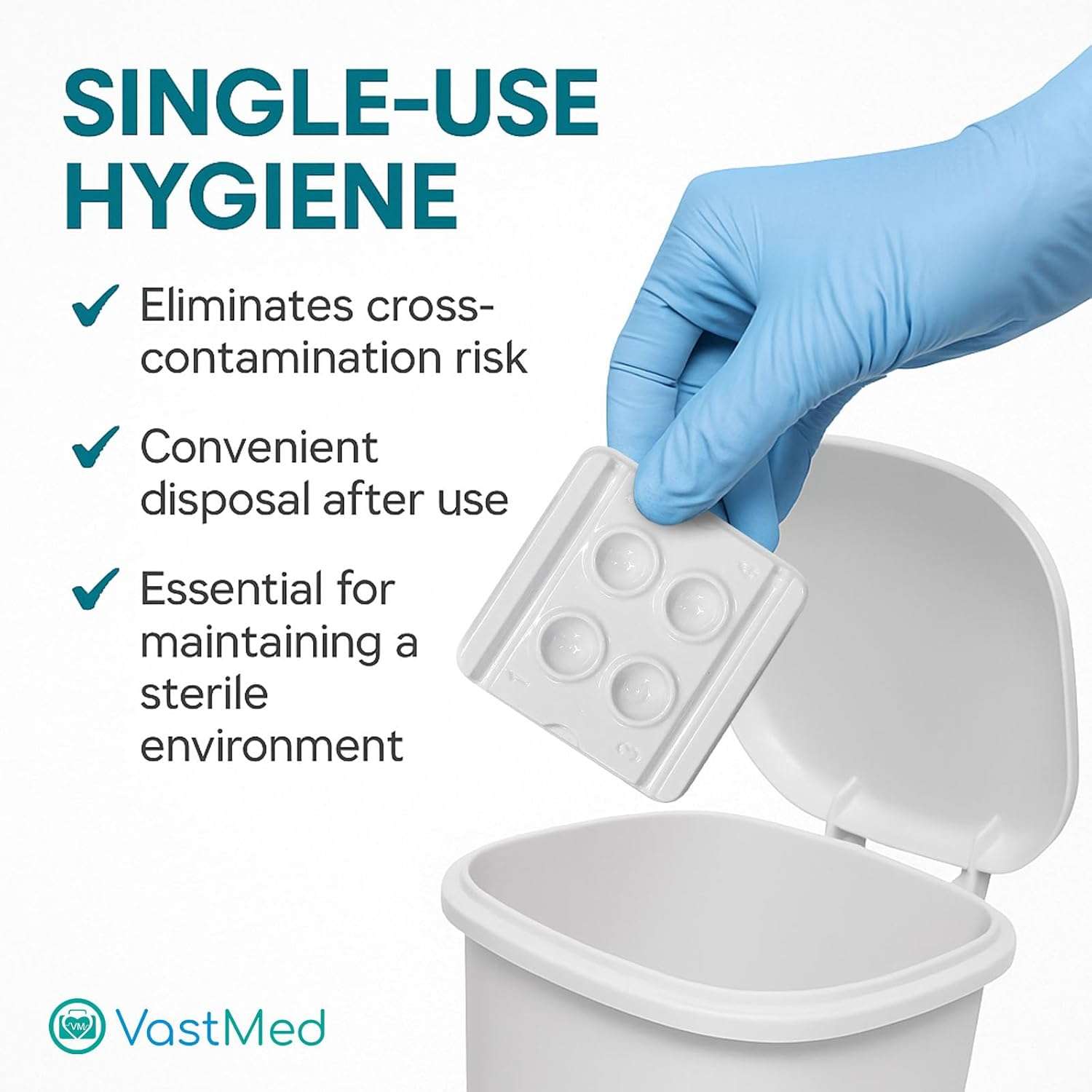 Disposable Dental Mixing Wells by Vastmed | 2 Wells Mini Mixing White Trays | Compact, Sanitary, Single-Use Dental Mixing Well Trays for Clinics & Labs - Image 4