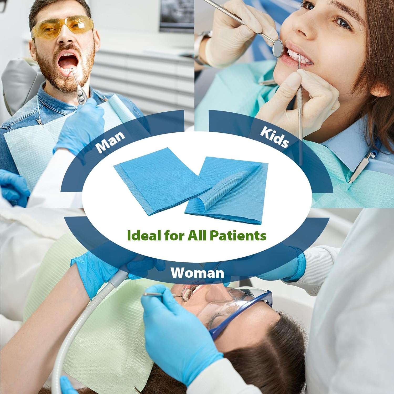 Dental Grade Scudo 7.2g 3Ply Dental Bibs by VASTMED | Soft & Waterproof Disposable Bib Sheet for Patients 13" x 18" | Dentist Tray Cover and Nail Table Cover Supplies - Image 7