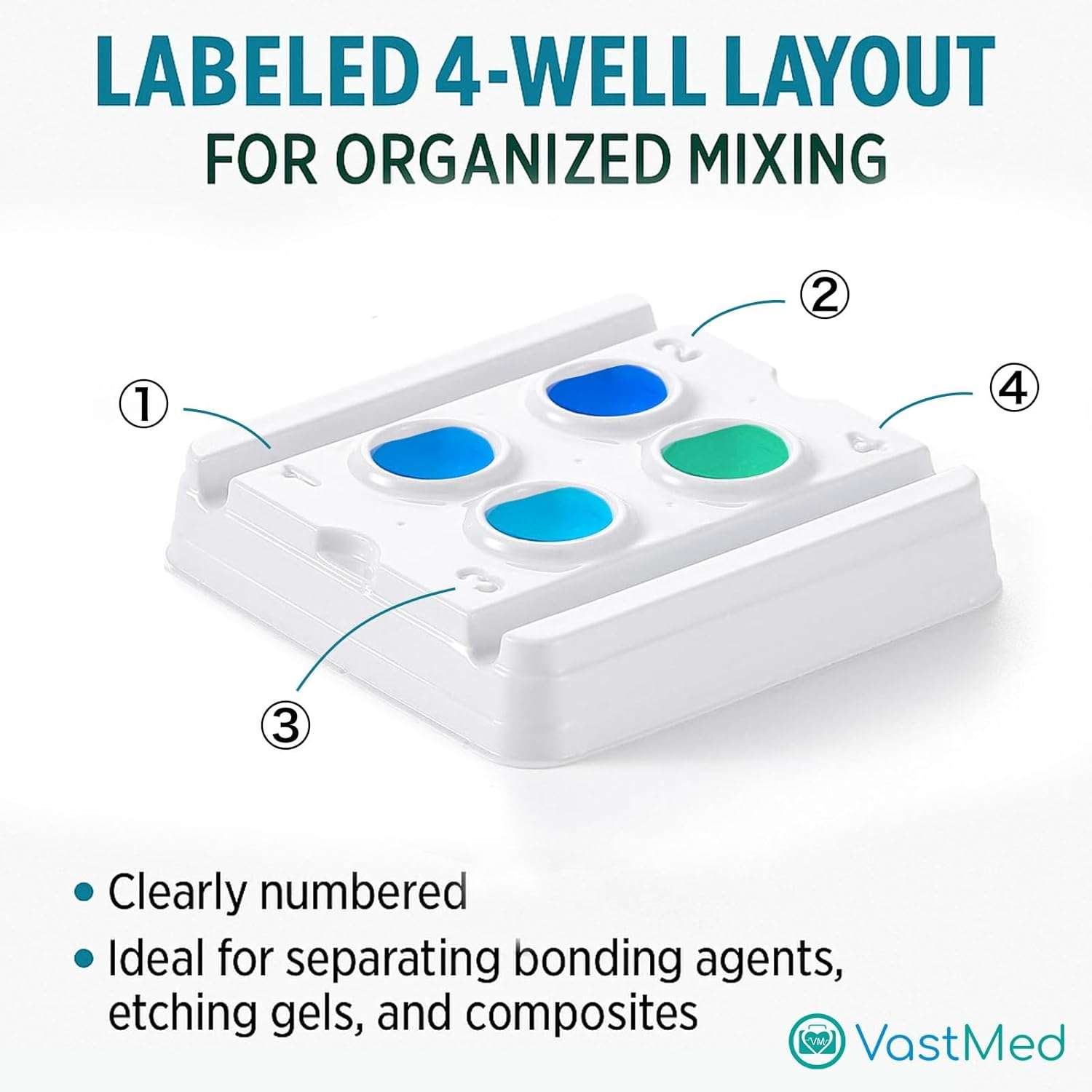 Disposable Dental Mixing Wells by Vastmed | 2 Wells Mini Mixing White Trays | Compact, Sanitary, Single-Use Dental Mixing Well Trays for Clinics & Labs - Image 3
