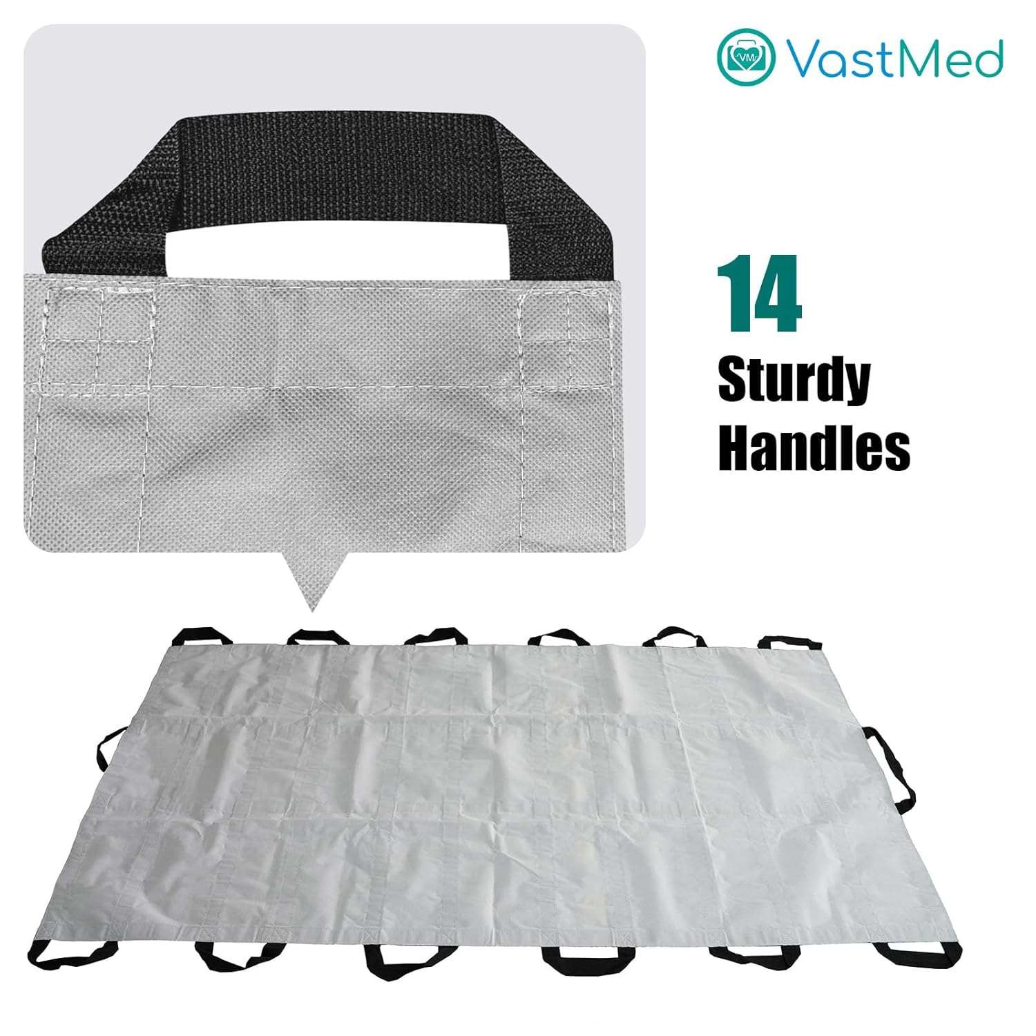 Portable Patient Transport Unit 40”x80” by VASTMED | Heavy-Duty Waterproof, Leak-Proof, Non-Woven Fabric | 14 Reinforced Handles | Holds Up to 1000 lbs. | Secure & Comfortable - Image 5