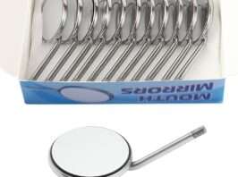 12 PCs Dental Anti-Fog Mouth Mirrors #5 (24mm) by VASTMED | Stainless Steel Dental Exam Mirror | Professional Dentist Mirror Tool | Autoclavable Oral Examination
