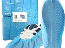 100 PCs Disposable Anti-Slip PP Shoes Cover by VASTMED | 100% Non Latex, Non-Woven Shoe & Boot Covers for Indoors | Durable, Non-Slip, Treads, Water Resistant