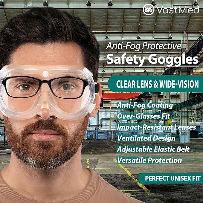VASTMED Anti Fog Safety Goggles Protective Safety Goggle with Clear Lens | Eye Protection Goggles for Women Men - Image 2