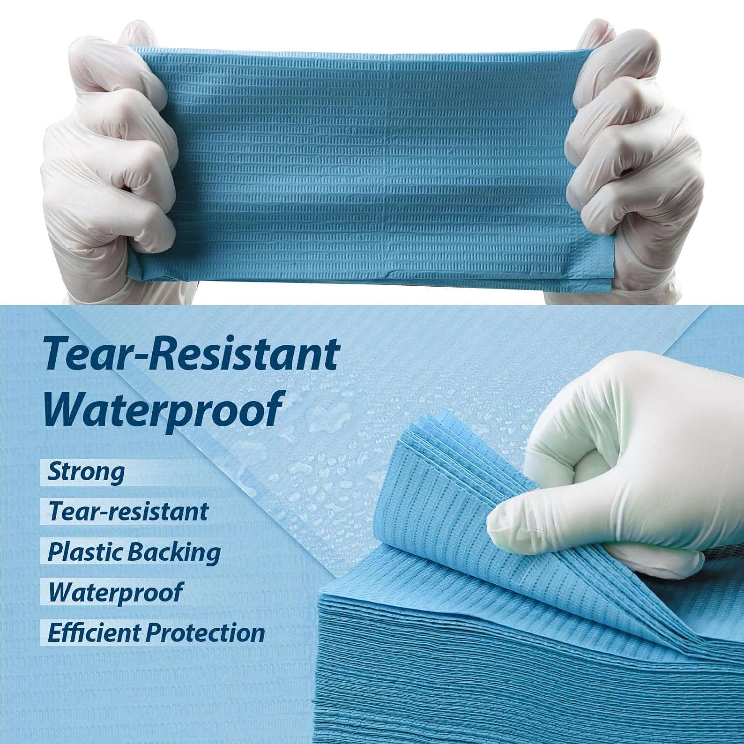 Dental Grade Scudo 7.2g 3Ply Dental Bibs by VASTMED | Soft & Waterproof Disposable Bib Sheet for Patients 13" x 18" | Dentist Tray Cover and Nail Table Cover Supplies - Image 5