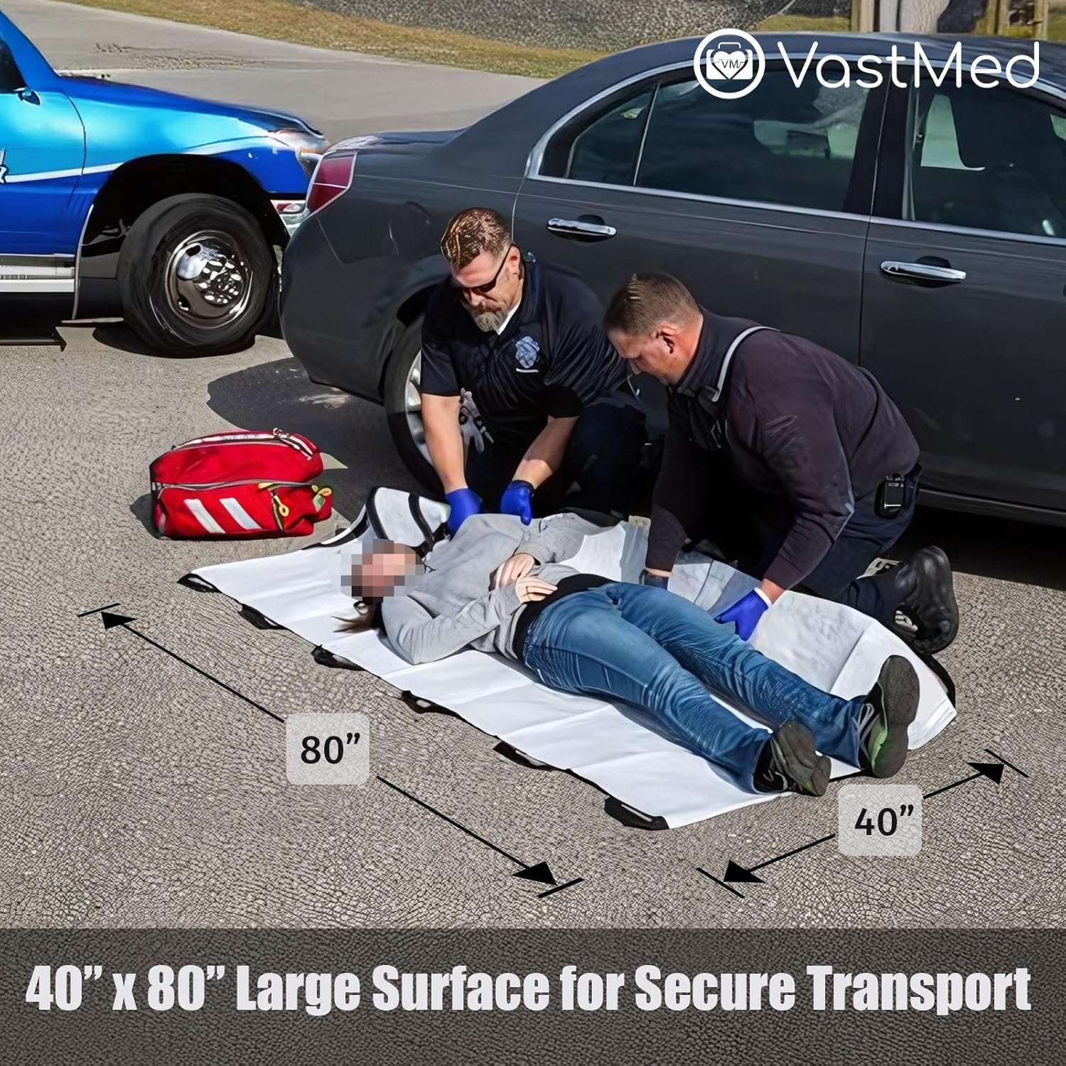 Portable Patient Transport Unit 40”x80” by VASTMED | Heavy-Duty Waterproof, Leak-Proof, Non-Woven Fabric | 14 Reinforced Handles | Holds Up to 1000 lbs. | Secure & Comfortable - Image 3