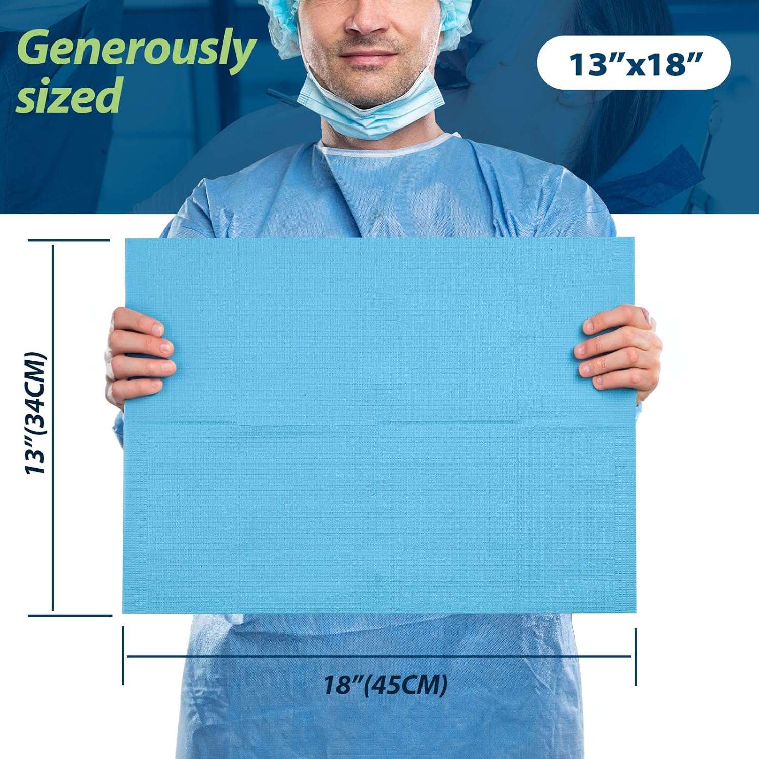Dental Grade Scudo 7.2g 3Ply Dental Bibs by VASTMED | Soft & Waterproof Disposable Bib Sheet for Patients 13" x 18" | Dentist Tray Cover and Nail Table Cover Supplies - Image 3