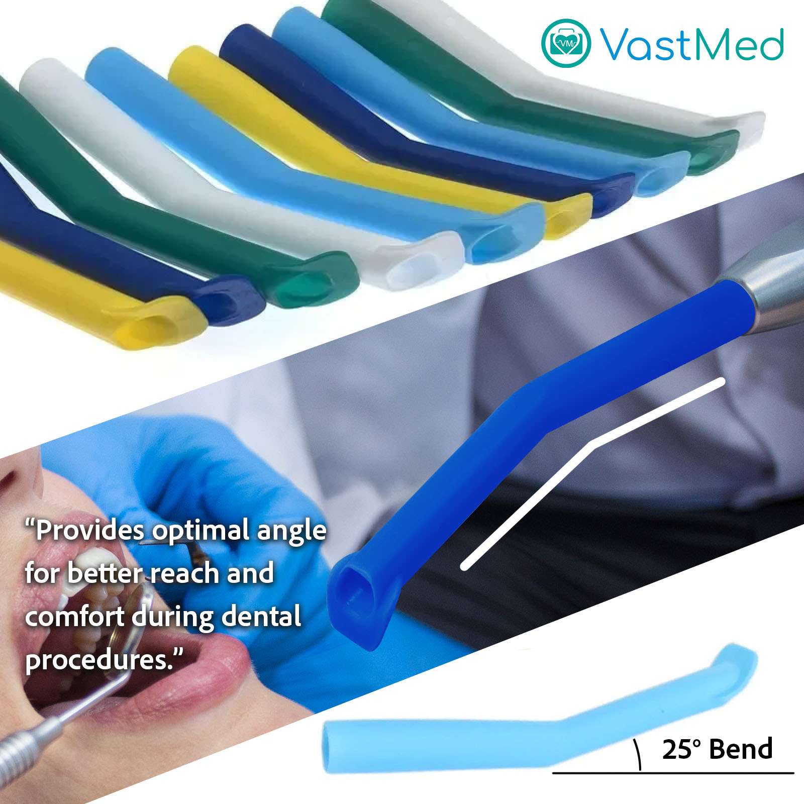 50 Pcs Dental High Volume Surgical Aspirator Tips by Vastmed | Disposable Suction Tips - Image 3