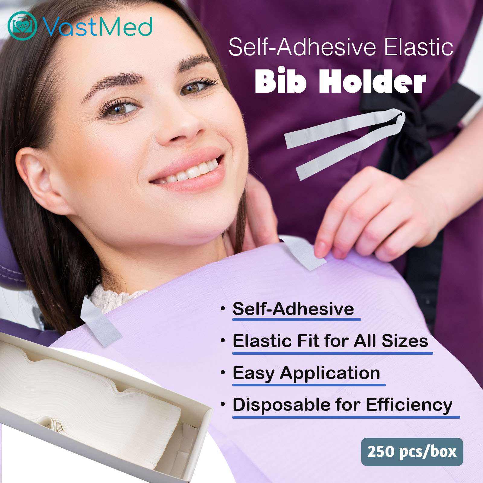 Dental Grade Scudo 7.2g 3Ply Dental Bibs by VASTMED | Soft & Waterproof Disposable Bib Sheet for Patients 13" x 18" | Dentist Tray Cover and Nail Table Cover Supplies - Image 5
