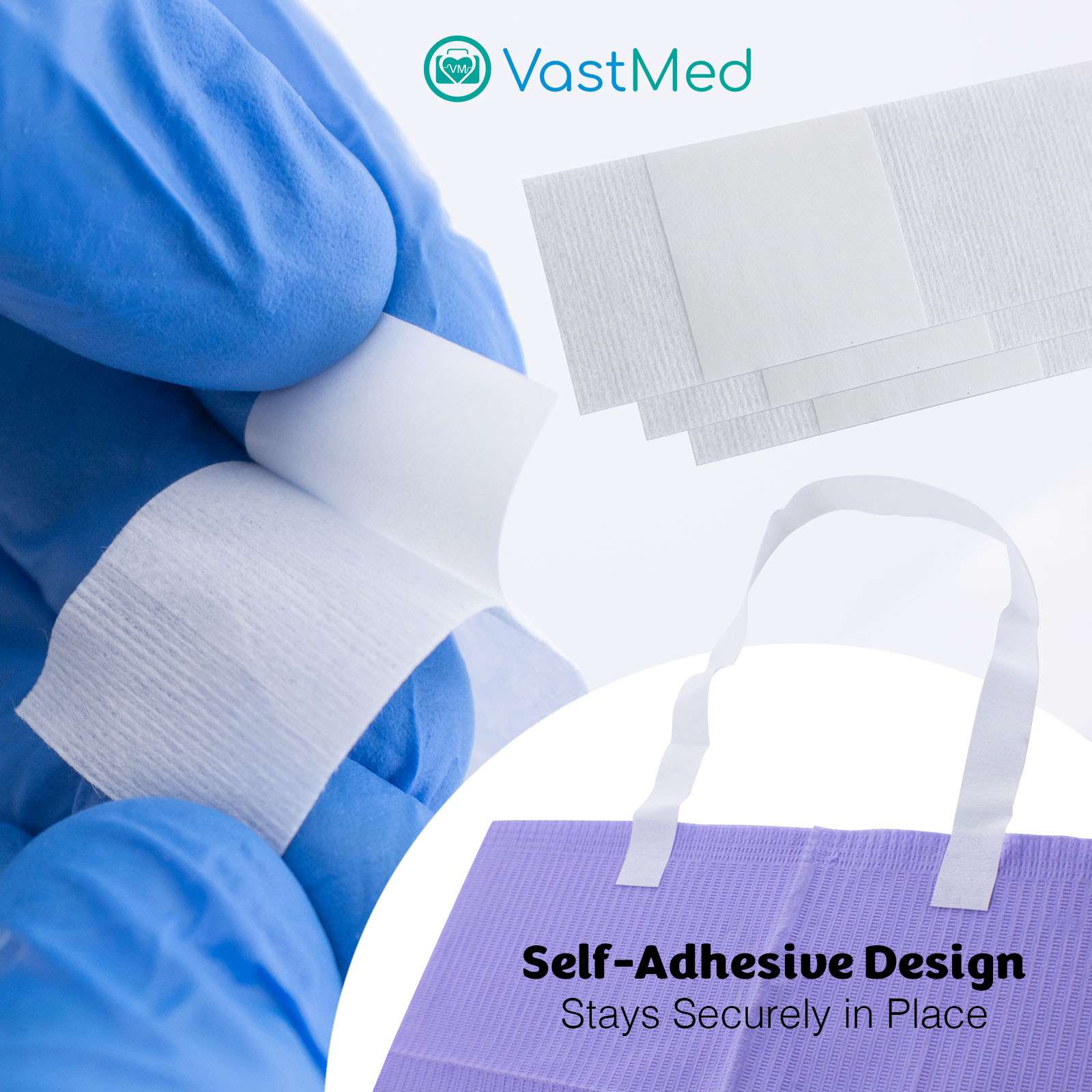 Dental Grade Scudo 7.2g 3Ply Dental Bibs by VASTMED | Soft & Waterproof Disposable Bib Sheet for Patients 13" x 18" | Dentist Tray Cover and Nail Table Cover Supplies - Image 6