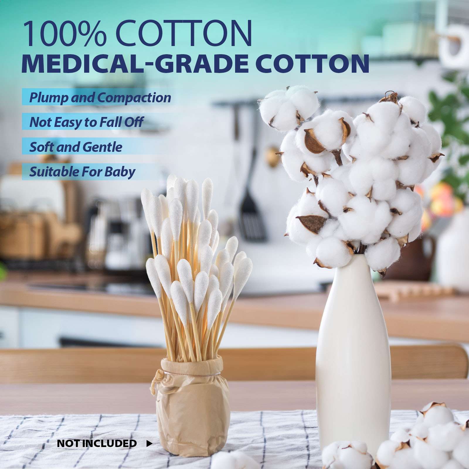 Cotton Tipped Applicators 3 Inch by Vastmed | Long Medical Cotton Swab with Wooden Sticks | Disposable Non Sterile Cotton Swabs for Multiple Uses - Image 3