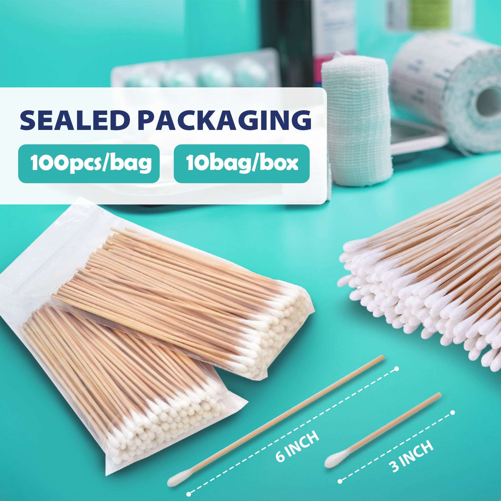 Cotton Tipped Applicators 3 Inch by Vastmed | Long Medical Cotton Swab with Wooden Sticks | Disposable Non Sterile Cotton Swabs for Multiple Uses - Image 6