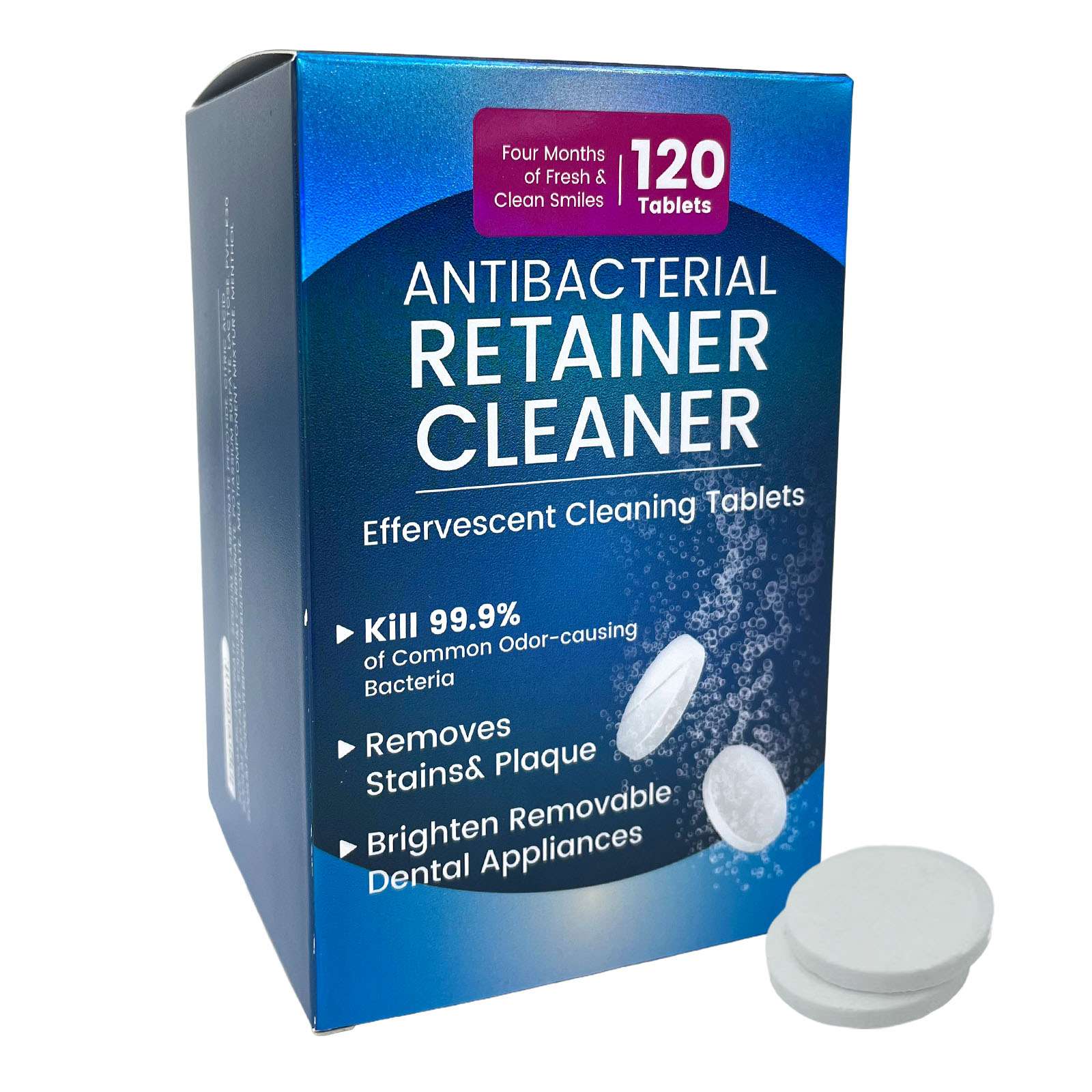 Retainer Cleanser Tablets by Vastmed | 4 Months Supply (120 pcs) Dental Retainers for Aligner - Mouth & Night Guards - False Teeth Whitening - Image 2