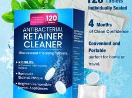 Retainer Cleanser Tablets by Vastmed | 4 Months Supply (120 pcs) Dental Retainers for Aligner - Mouth & Night Guards - False Teeth Whitening