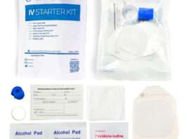 IV Starter Kit with Gauze/Chlorascrub Swab LF by VASTMED | Posi-Guard Catheter Securement Device & Transparent Window Dressing | Latex-Free Tourniquets