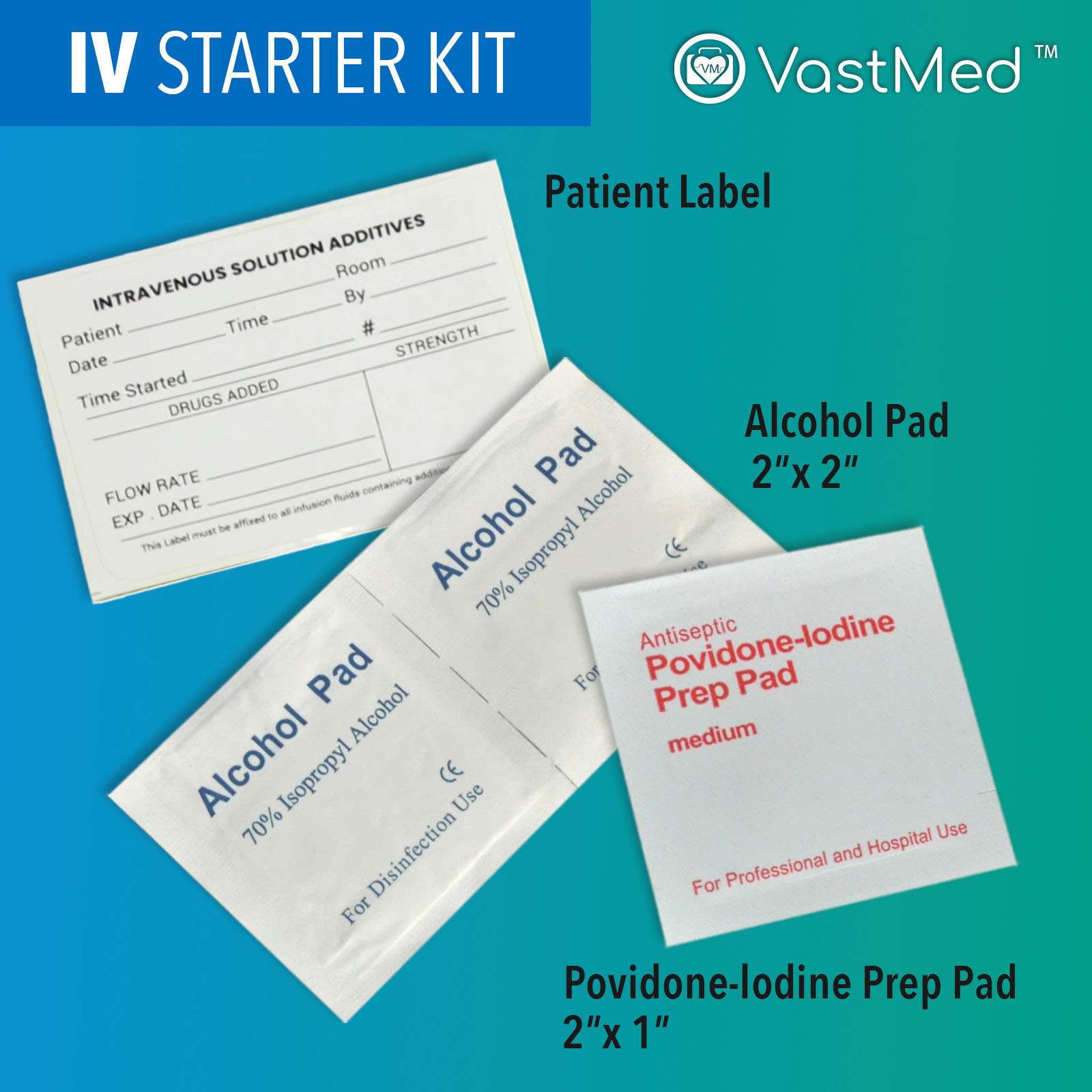 IV Starter Kit with Gauze/Chlorascrub Swab LF by VASTMED | Posi-Guard Catheter Securement Device & Transparent Window Dressing | Latex-Free Tourniquets - Image 5