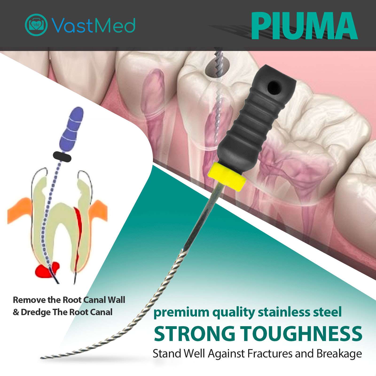 Piuma Hand K-Files Stainless Steel Tips by VASTMED | Root Canal Files Dental Endodontics Instrument for Removing Root Canal Wall & Dredging Root Canal - Image 6