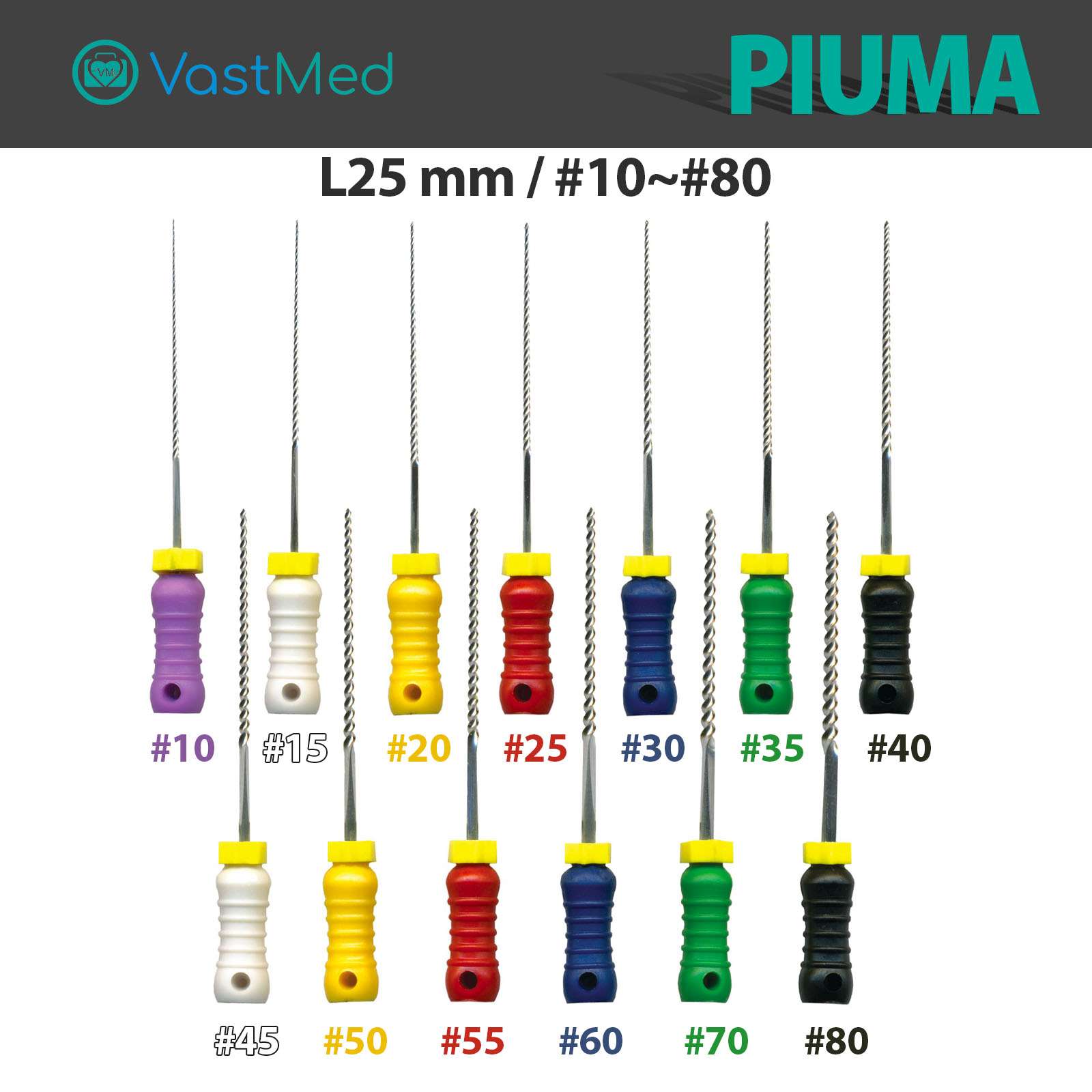 Piuma Hand K-Files Stainless Steel Tips by VASTMED | Root Canal Files Dental Endodontics Instrument for Removing Root Canal Wall & Dredging Root Canal - Image 3