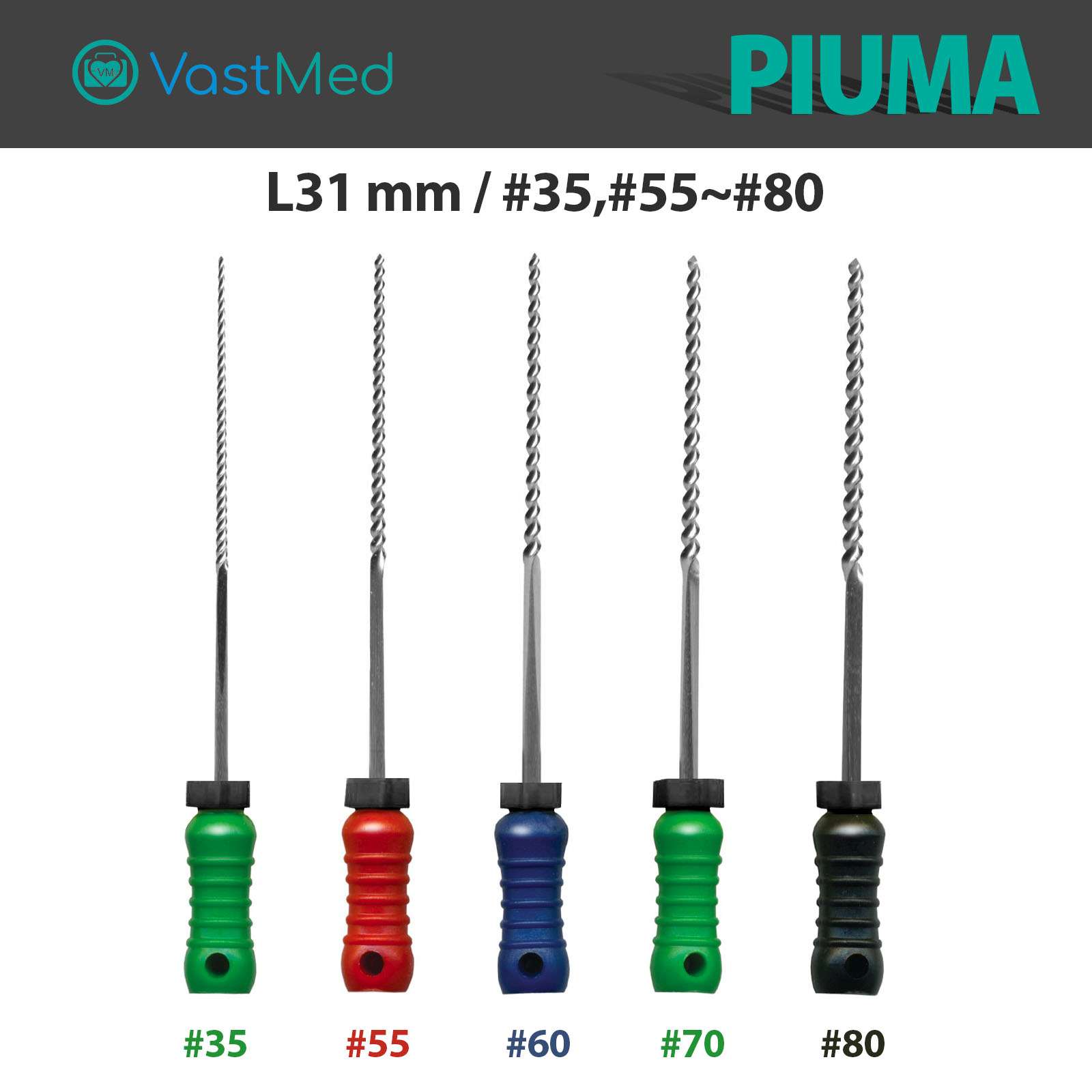 Piuma Hand K-Files Stainless Steel Tips by VASTMED | Root Canal Files Dental Endodontics Instrument for Removing Root Canal Wall & Dredging Root Canal - Image 2
