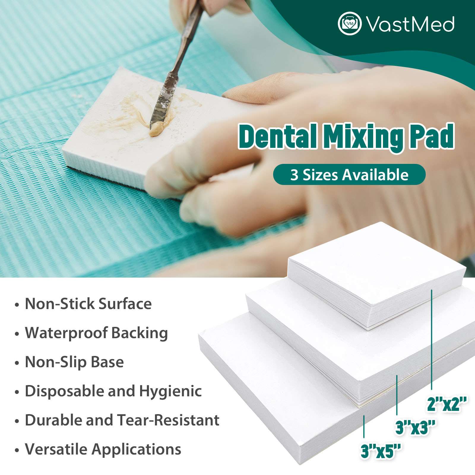 Dental Mixing Pads 2 Sides Paper by Vastmed | Waterproof Poly Coated Disposable Lab Mixing Papers for Blend Dental Repairs Fillings Material | Silicate Materials - Image 5