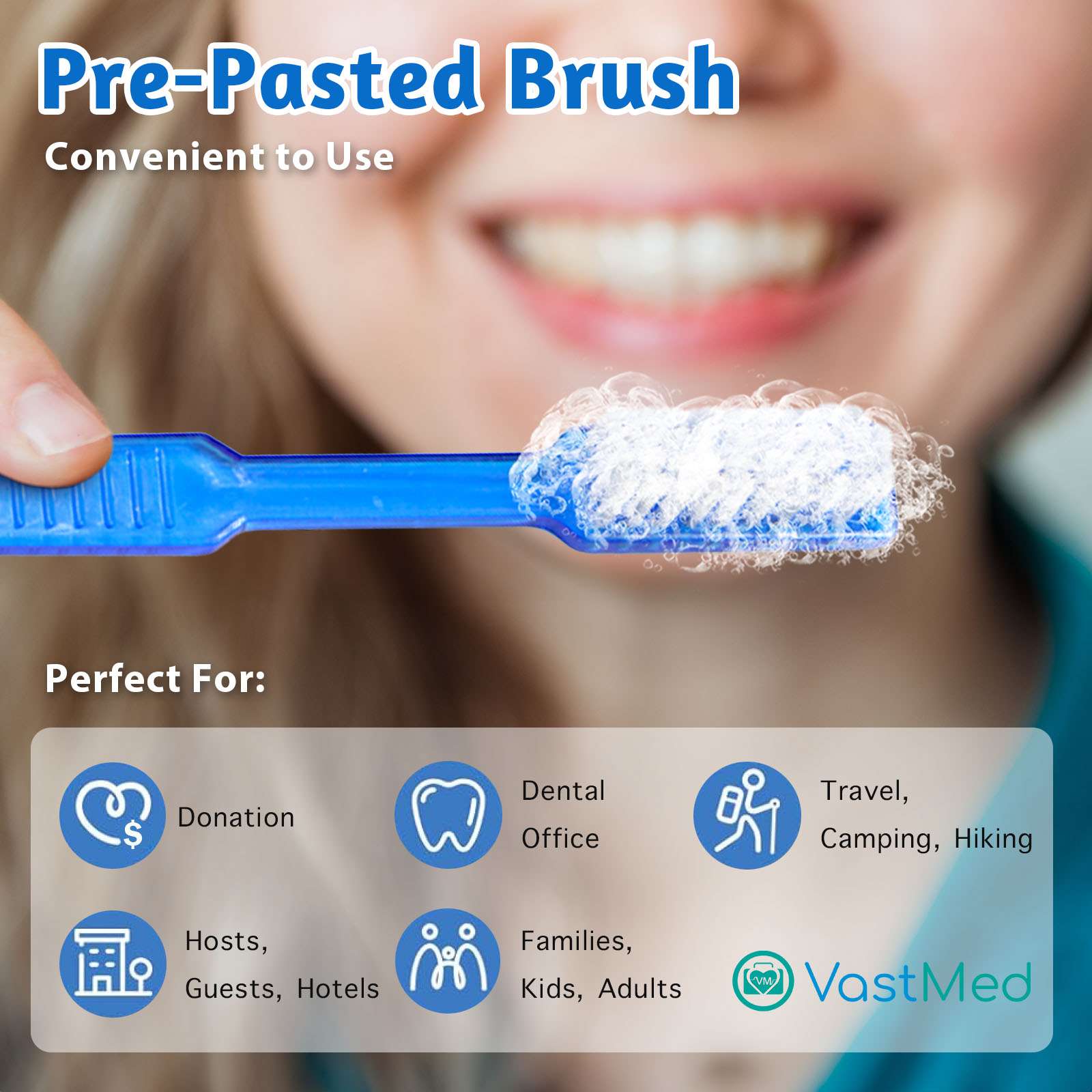 VASTMED Disposable Toothbrushes Prepasted Toothbrush Individually Wrapped Soft Bristle Tooth Brush | Single Use Colorful Toothbrushes for Camping, Hotels, Travel - Image 6