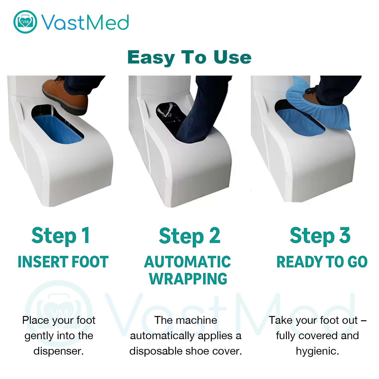 Automatic Shoe Cover Dispenser Machine with 400 Covers by Vastmed | Disposable Non Slip Shoe Cover Reliable Machine with UV Disinfection Light - Image 10