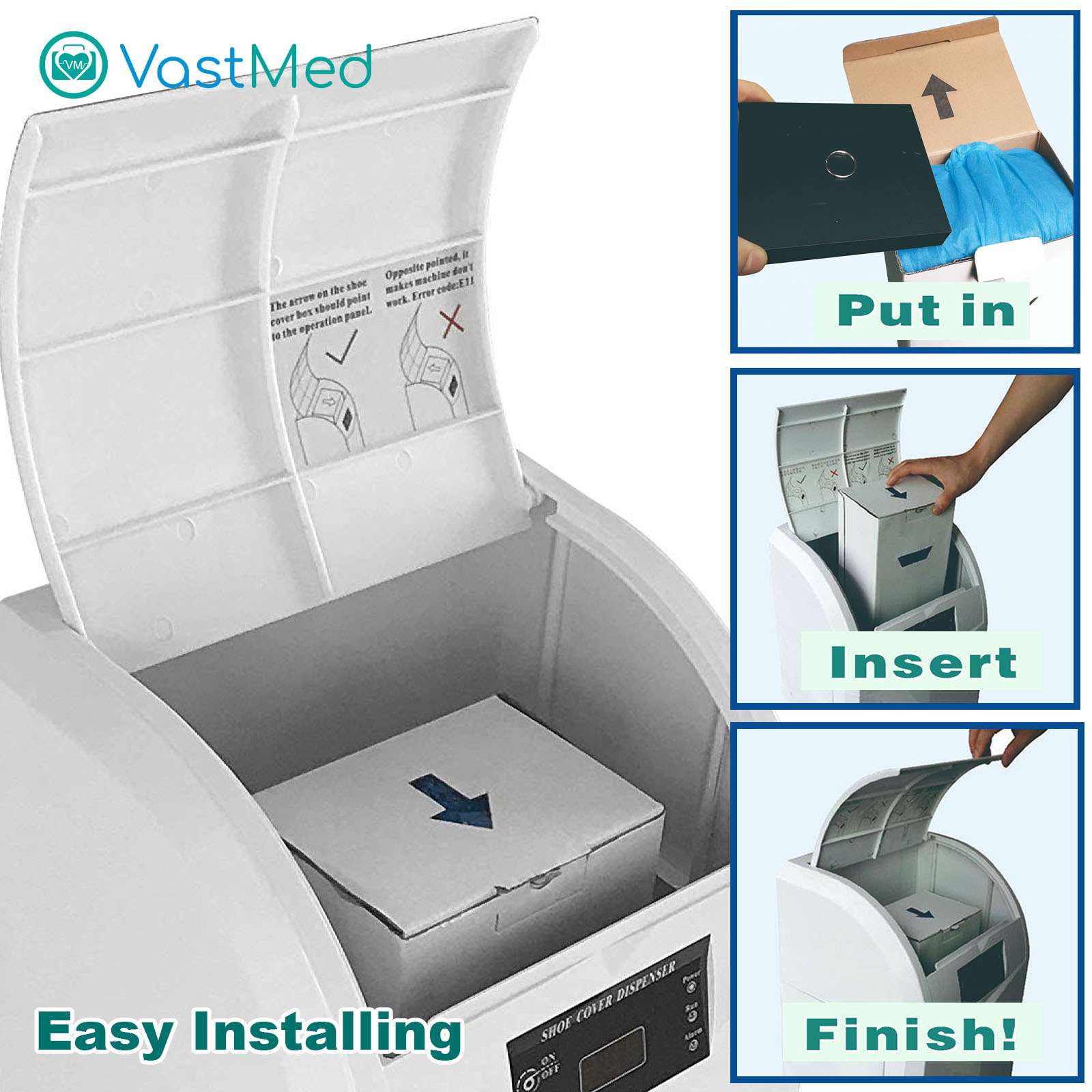 Automatic Shoe Cover Dispenser Machine with 400 Covers by Vastmed | Disposable Non Slip Shoe Cover Reliable Machine with UV Disinfection Light - Image 9