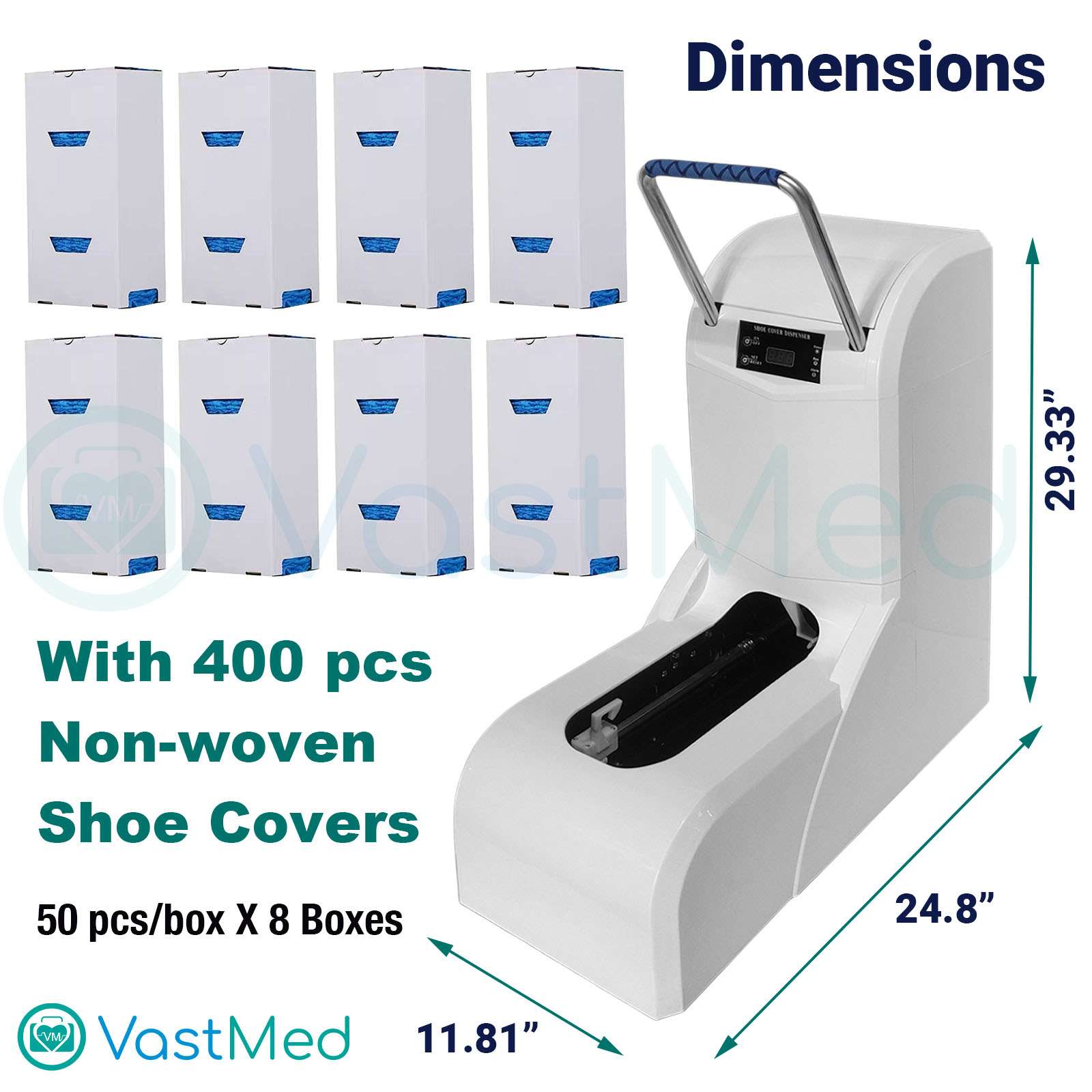 Automatic Shoe Cover Dispenser Machine with 400 Covers by Vastmed | Disposable Non Slip Shoe Cover Reliable Machine with UV Disinfection Light - Image 7