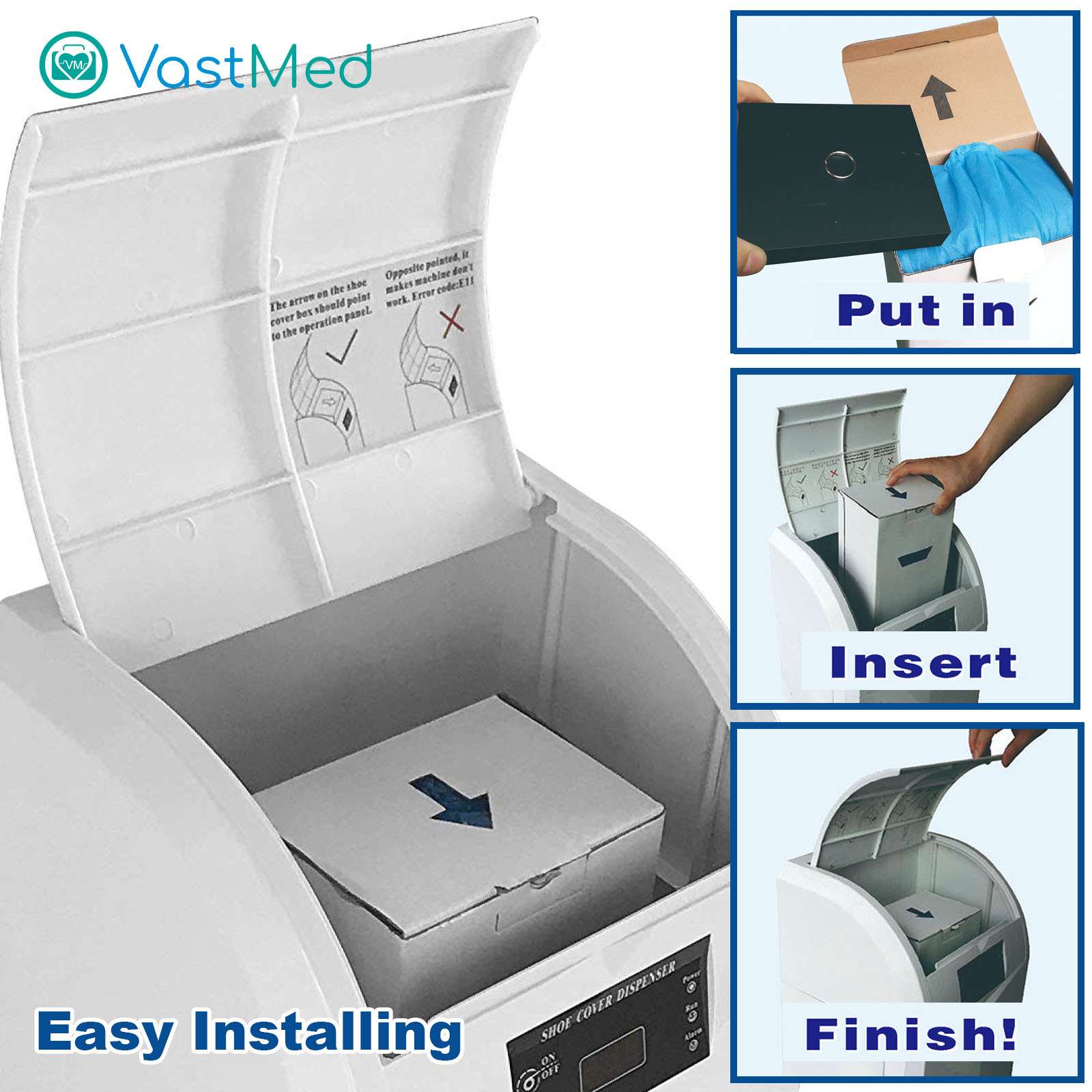 Automatic Shoe Cover Dispenser Machine with 400 Covers by Vastmed | Disposable Non Slip Shoe Cover Reliable Machine with UV Disinfection Light - Image 3