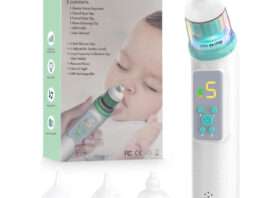 Electric Nasal Aspirator by VASTMED | 5 Adjustable Suction Levels Electric Nasal Aspirator for Baby | Portable Baby Nose Sucker with Light Soothing, Music Feature & 3 Soft Silicone Tips