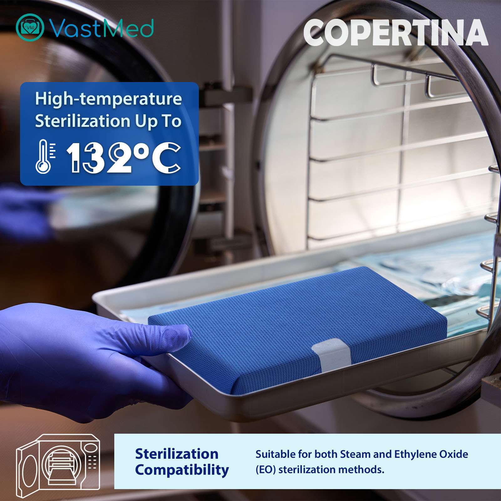 Product image Autoclave CSR Sterilization Wrap by Vastmed | SMMS Non Woven Sterilization with Steam & EO 60g Blue Non Sterile Pads Cellulose Paper Autoclave Wraps - Image 4