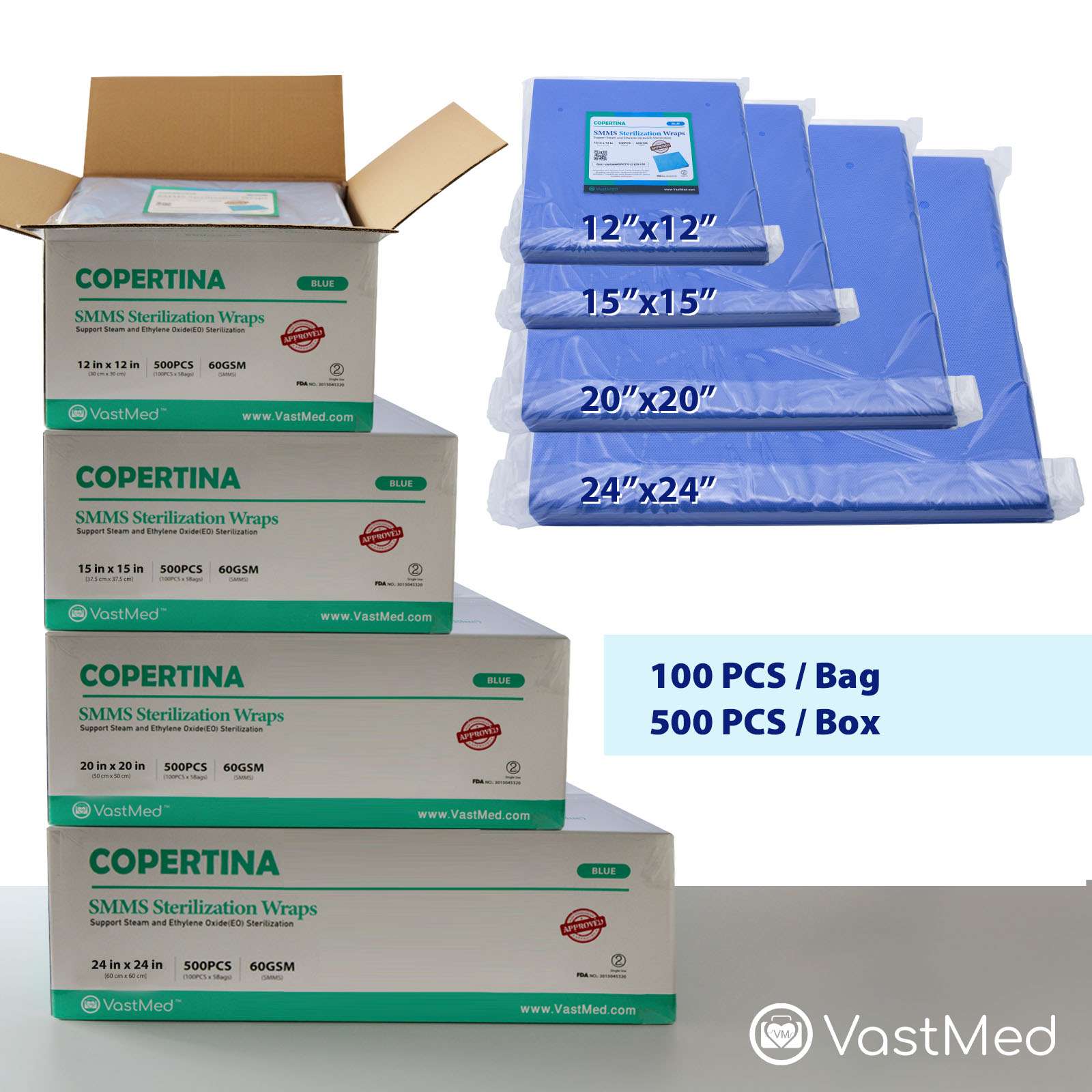 Product image Autoclave CSR Sterilization Wrap by Vastmed | SMMS Non Woven Sterilization with Steam & EO 60g Blue Non Sterile Pads Cellulose Paper Autoclave Wraps - Image 7