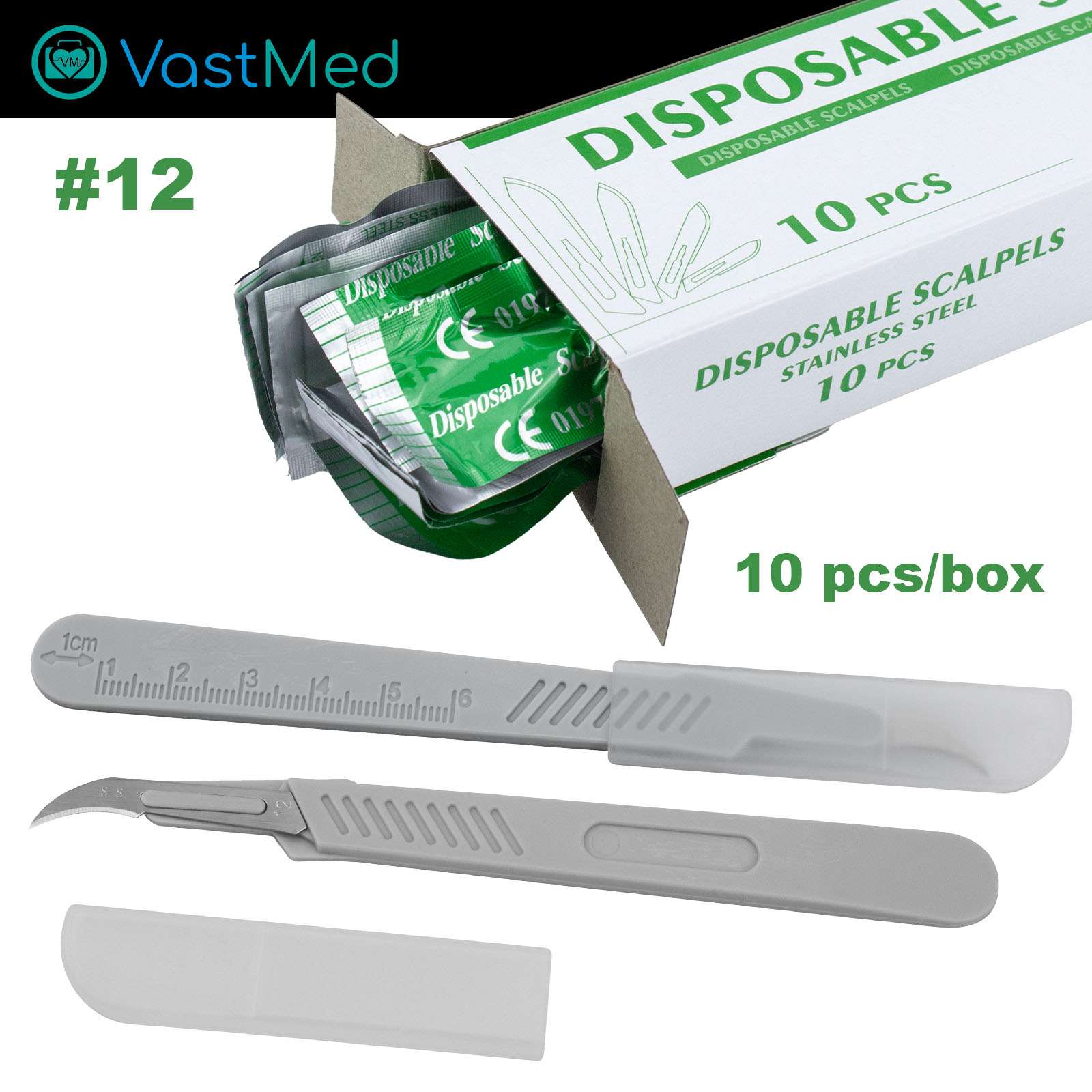 Surgical Blades with Handle by Vastmed | Stainless Steel Sterile Scalpel Blades Individually Wrapped - Image 7