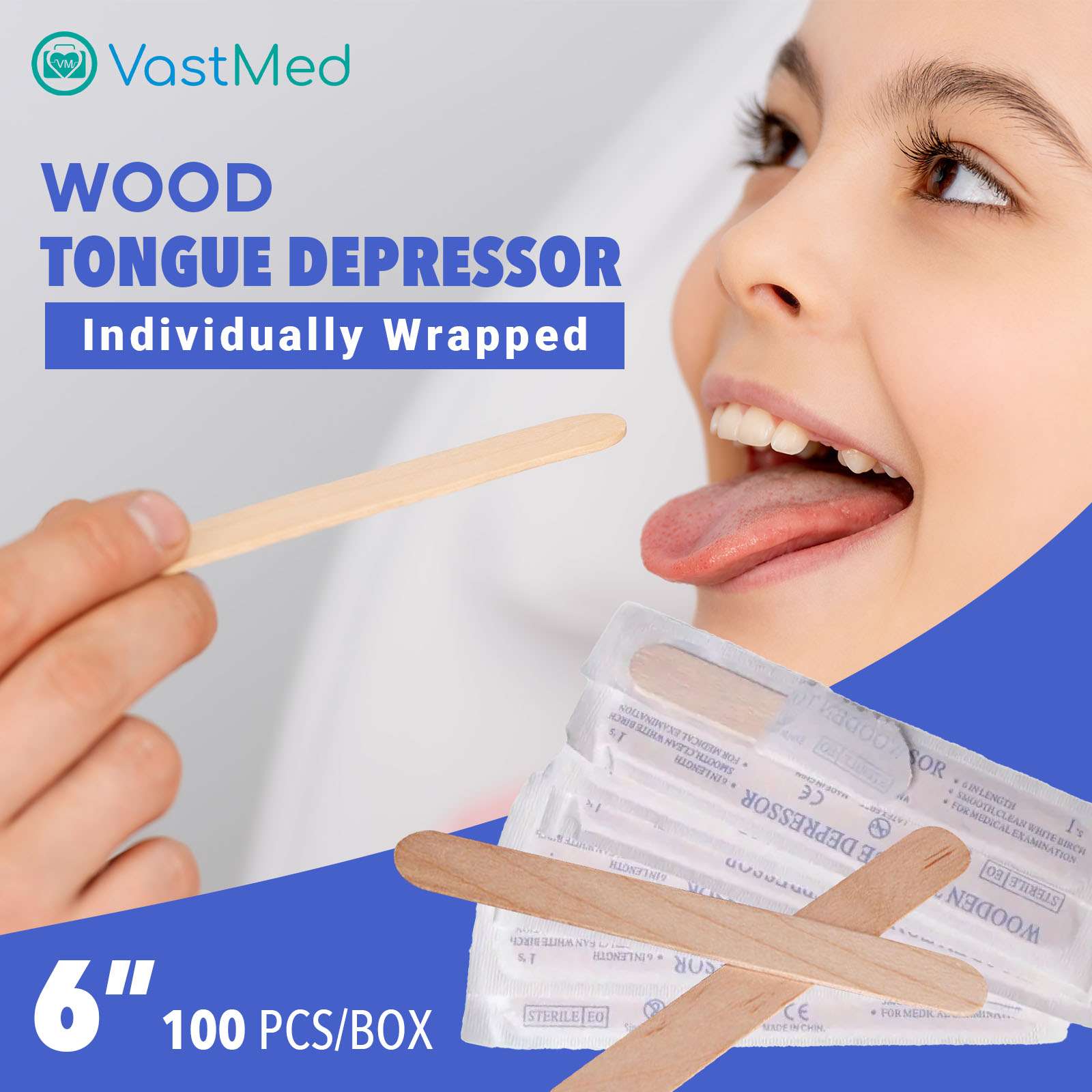 Tongue Depressors Sterile by Vastmed | Medical Tongue Depressors Individually Wrapped for Dental Medical Examination - Image 2