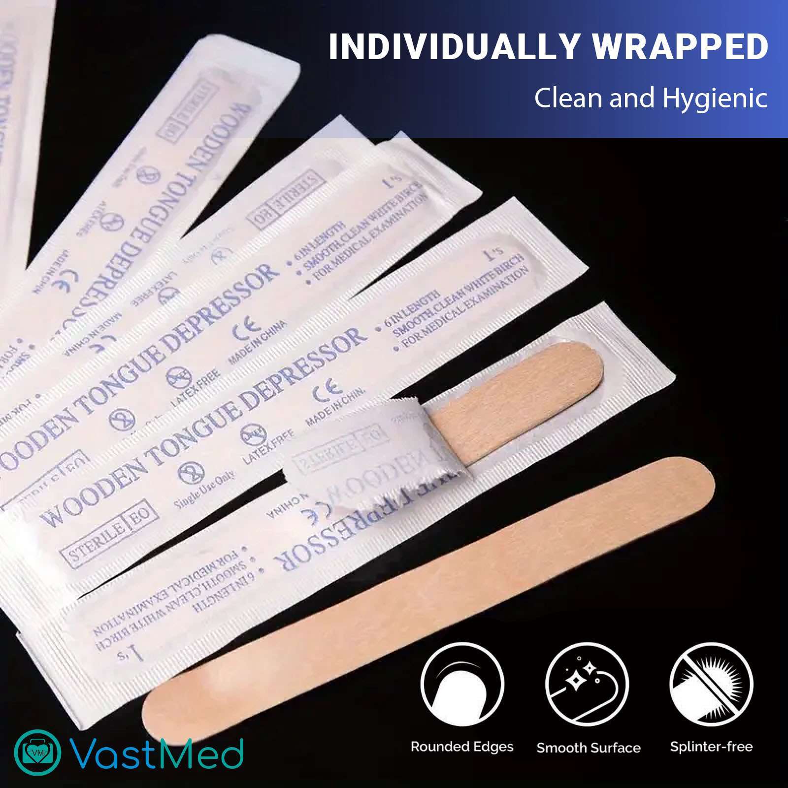 Tongue Depressors Sterile by Vastmed | Medical Tongue Depressors Individually Wrapped for Dental Medical Examination - Image 4